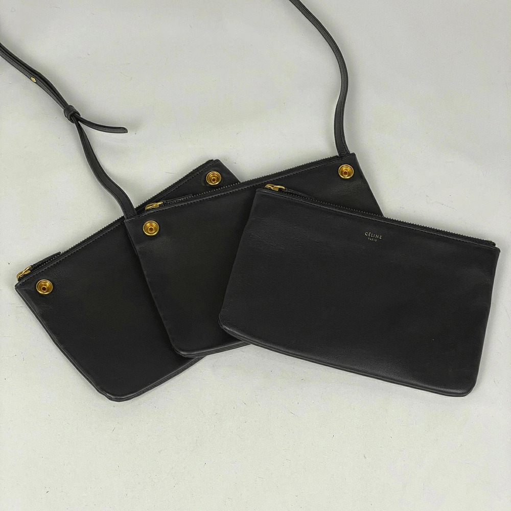 Celine Trio Black Bag Leather Shoulder